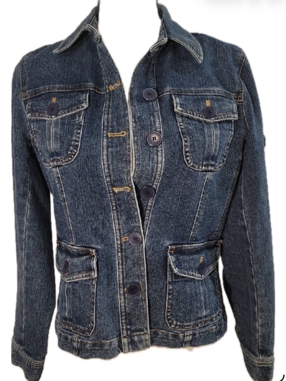 **Liz Claiborne** Petite Safari Denim Button-Front Jacket
